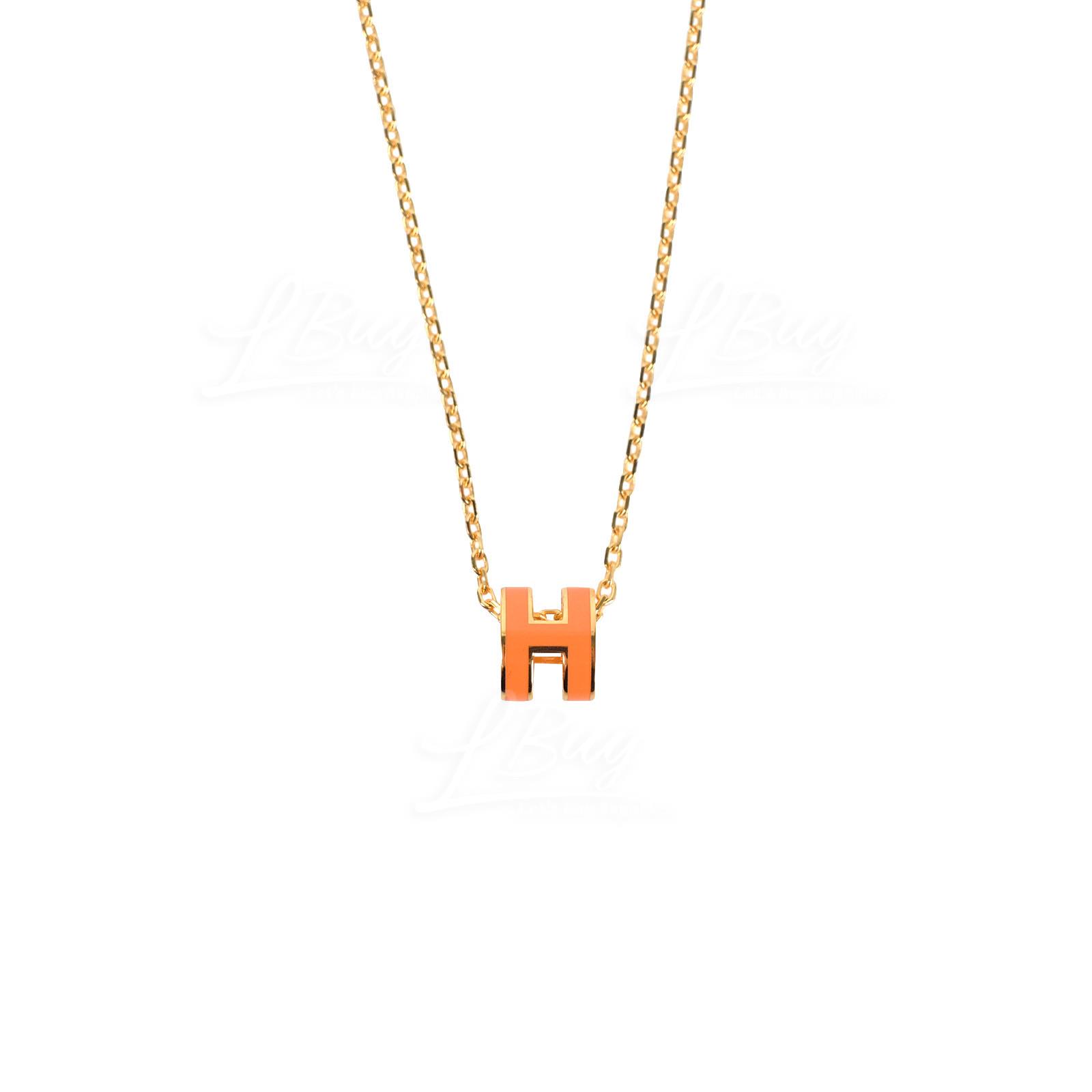 18K Mini Pop Hermes Orange Necklace