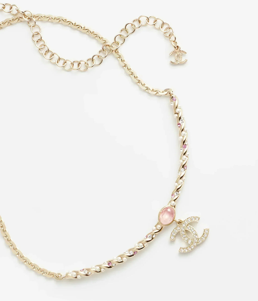 18K  Chanel Pink Crystal Necklace
