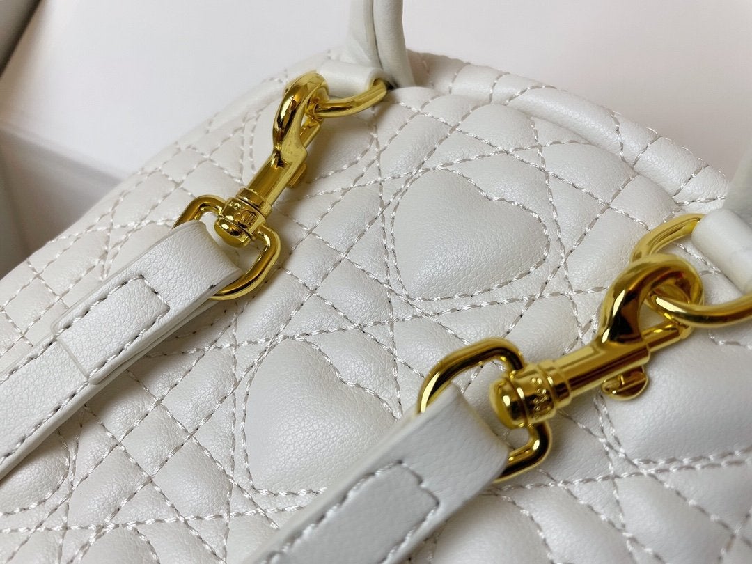 DIOR SMALL BACKPACK WHITE CANNAGE LAMBSKIN