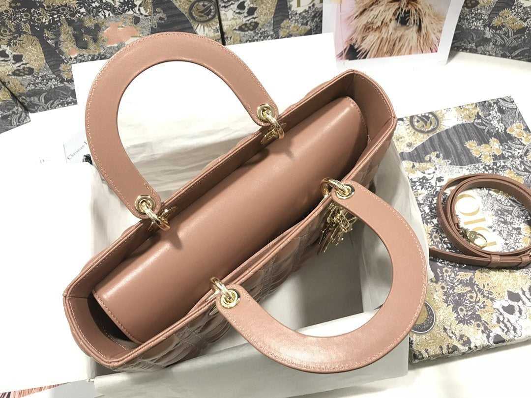 DIOR LARGE LADY BAG 32CM BEIGE CANNAGE LAMBSKIN