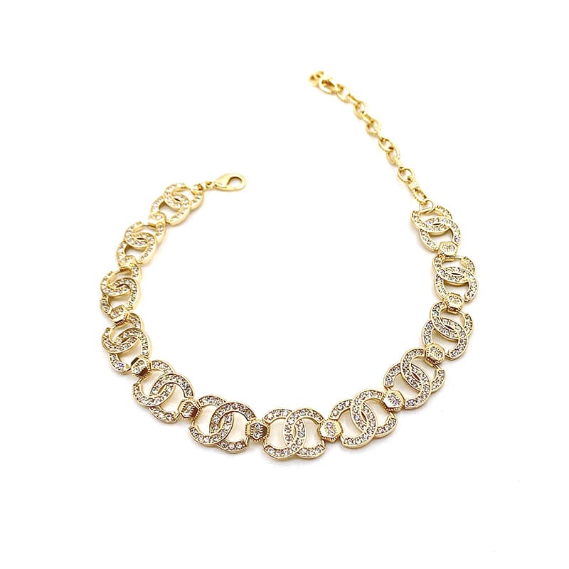18K Rhinestone 2021  Chanel Interlocking Choker Necklace
