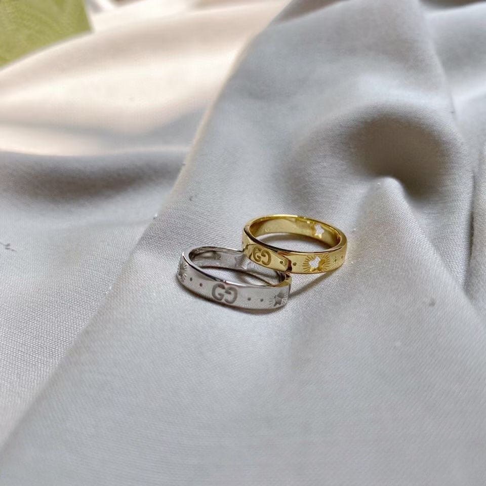 18K Double Gucci White Gold Ring