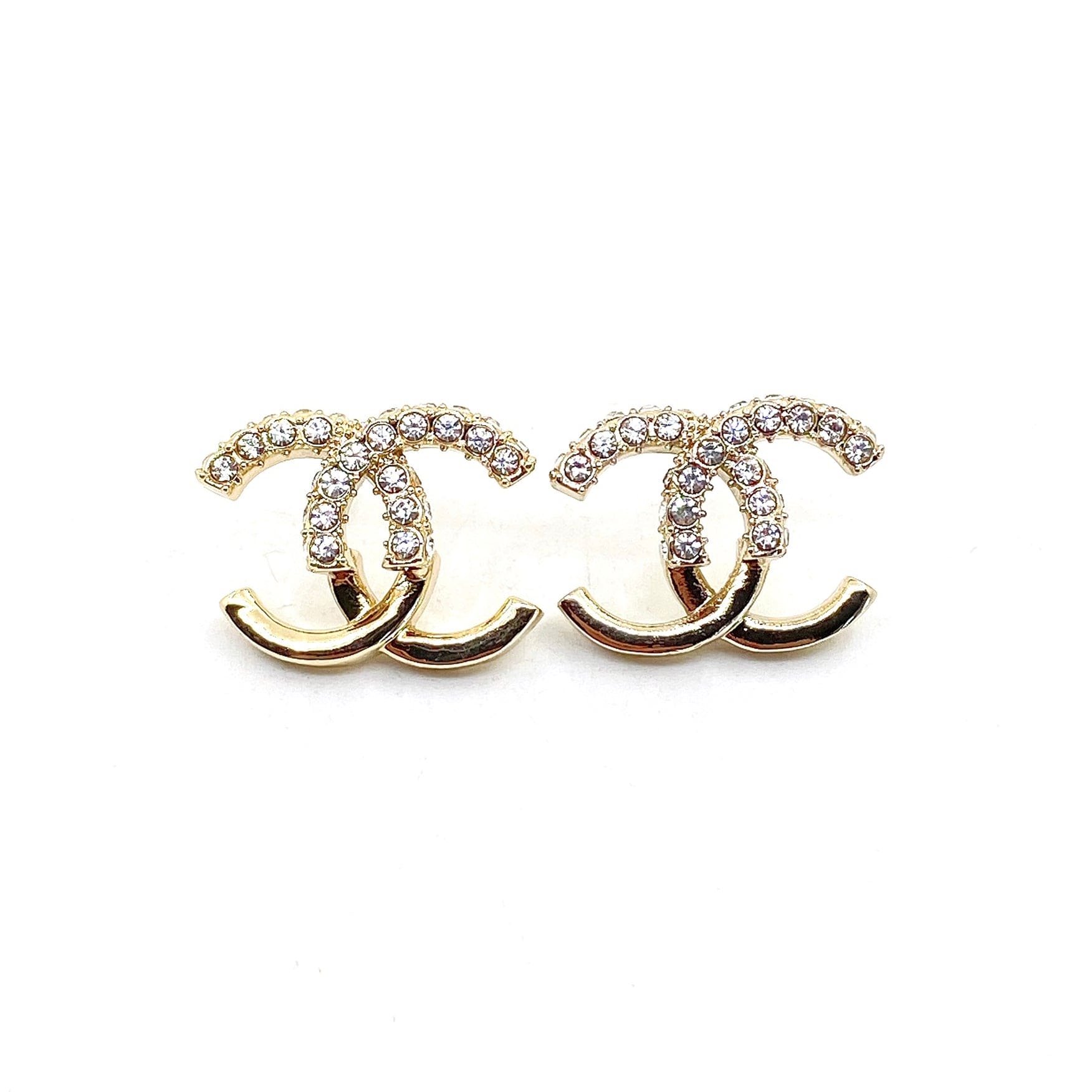 18K  Chanel Half Diamond Earrings