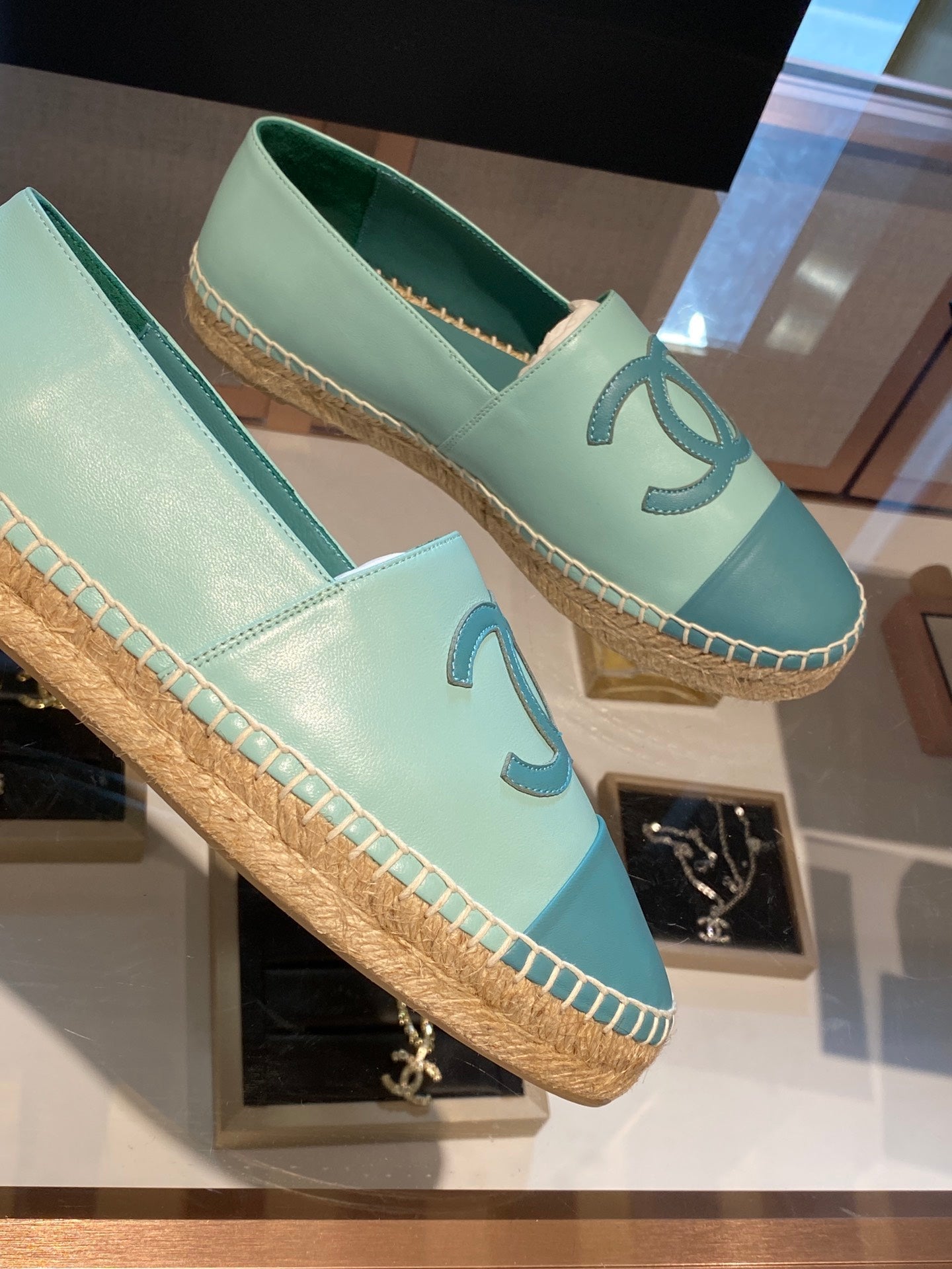 CHANEL ESPADRILLES SKY BLUE LAMBSKIN