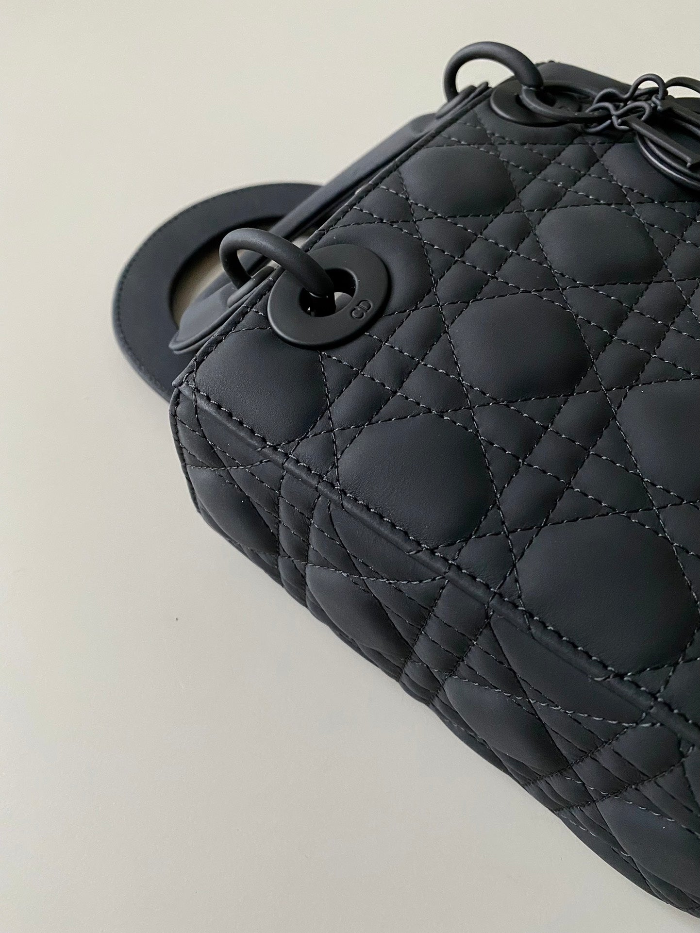 DIOR SMALL LADY 20 MY ABC ALL BLACK LAMBSKIN