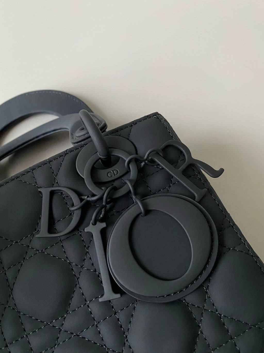 DIOR SMALL LADY 20 MY ABC ALL BLACK LAMBSKIN