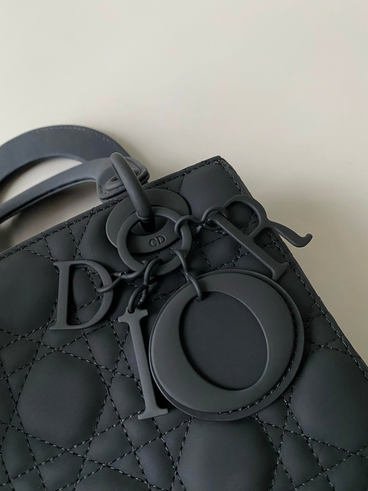 DIOR SMALL LADY 20 MY ABC ALL BLACK LAMBSKIN