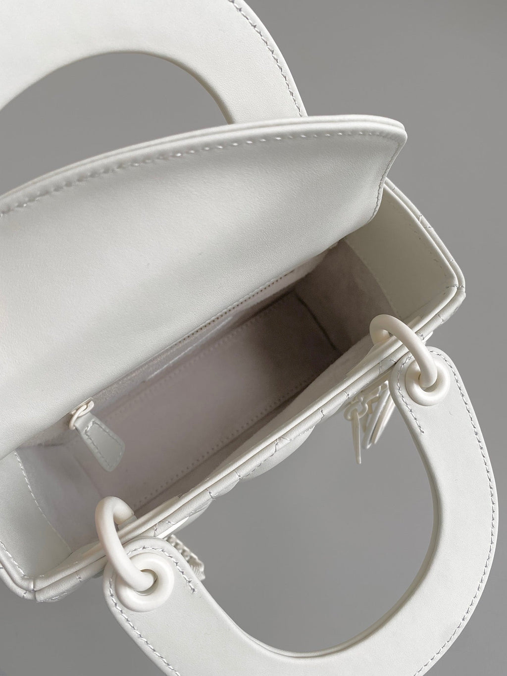 DIOR MINI LADY 17 MY ABC WHITE LAMBSKIN