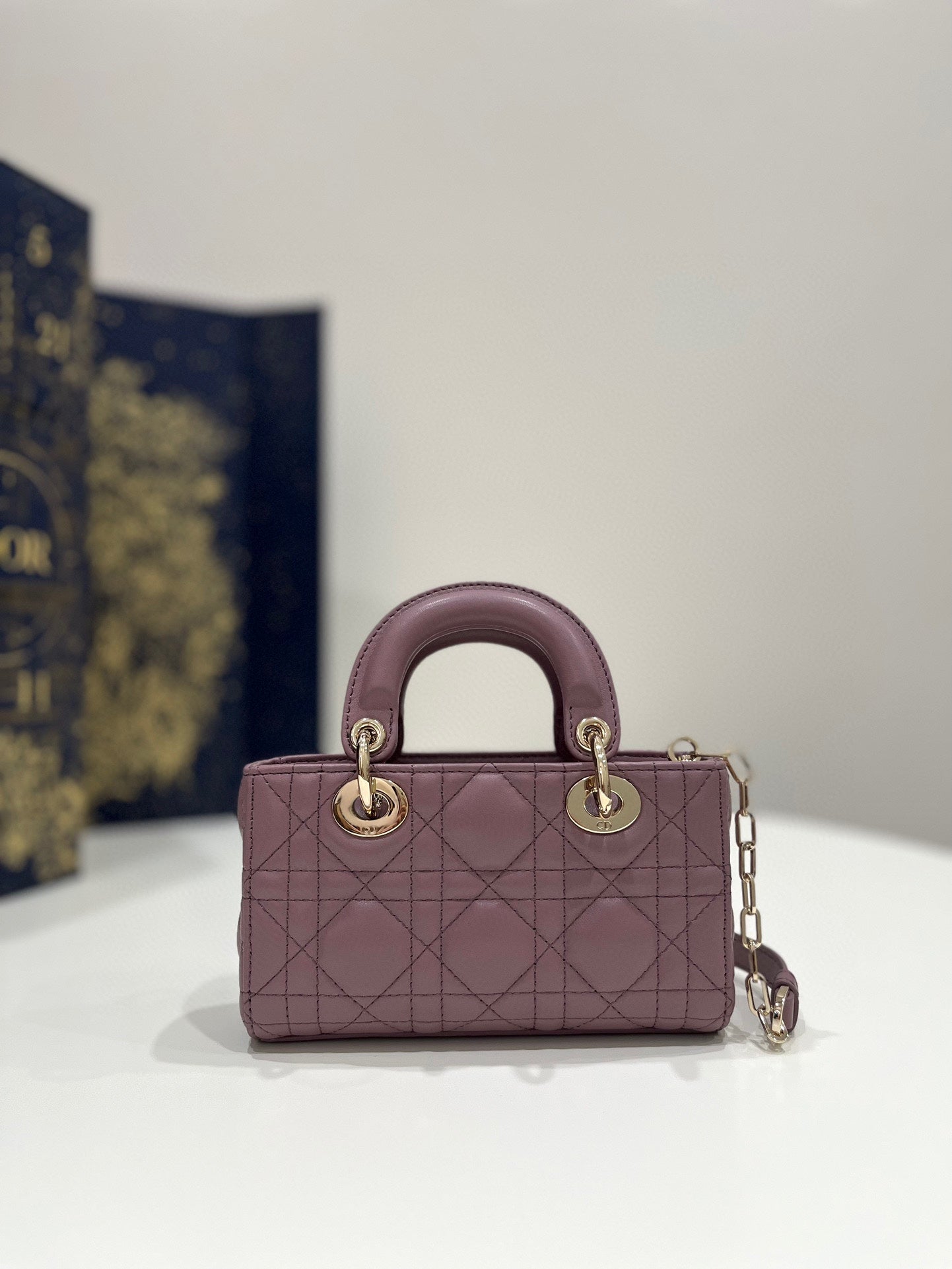 DIOR LADY D-JOY 16 MICRO PURPLE LAMBSKIN