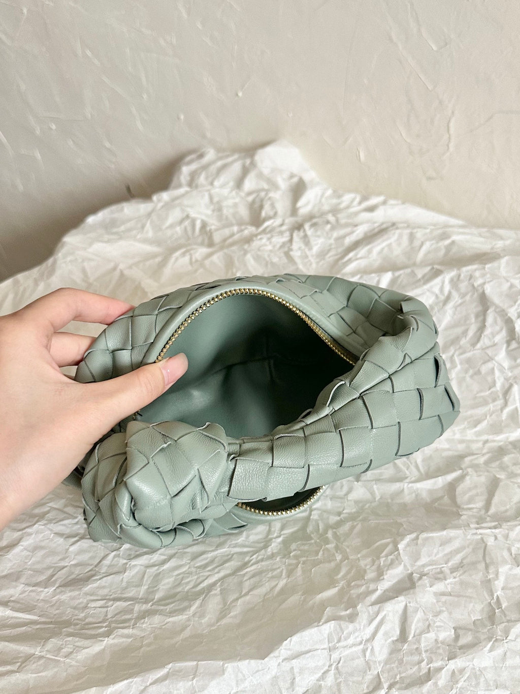 BOTTEGA VENETA MINI JODIE 28CM GREY LAMBSKIN LEATHER