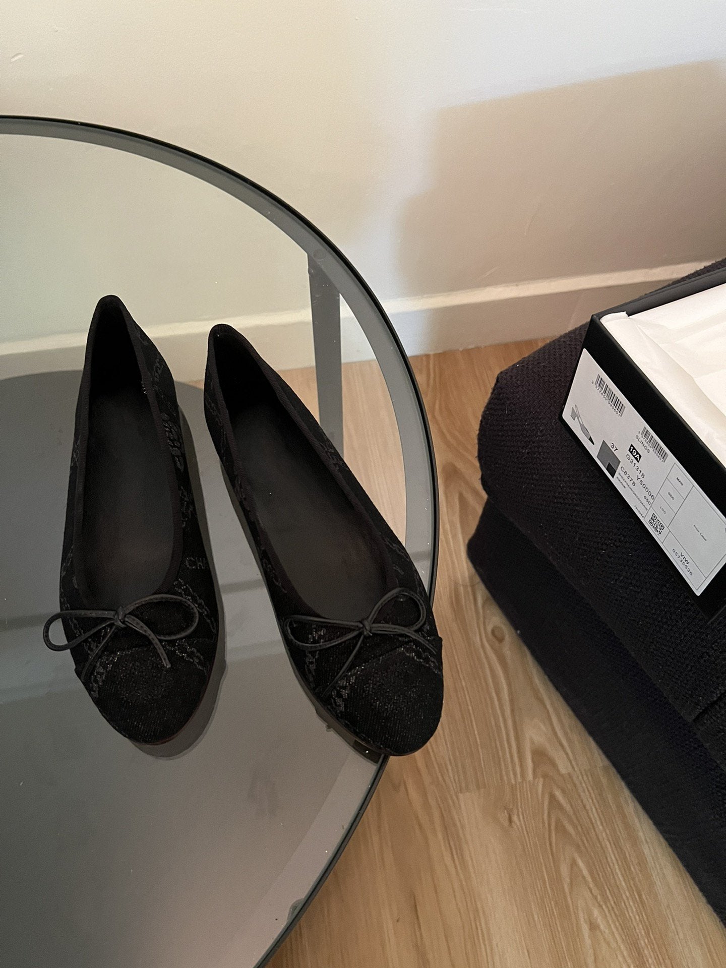 CHANEL ballet flats black denim
