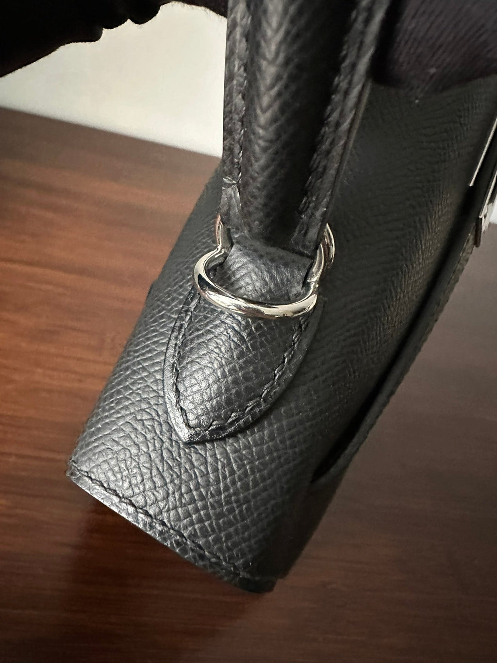 HERMES KELLY 25CM BLACK EPSOM SILVER HARDWARE