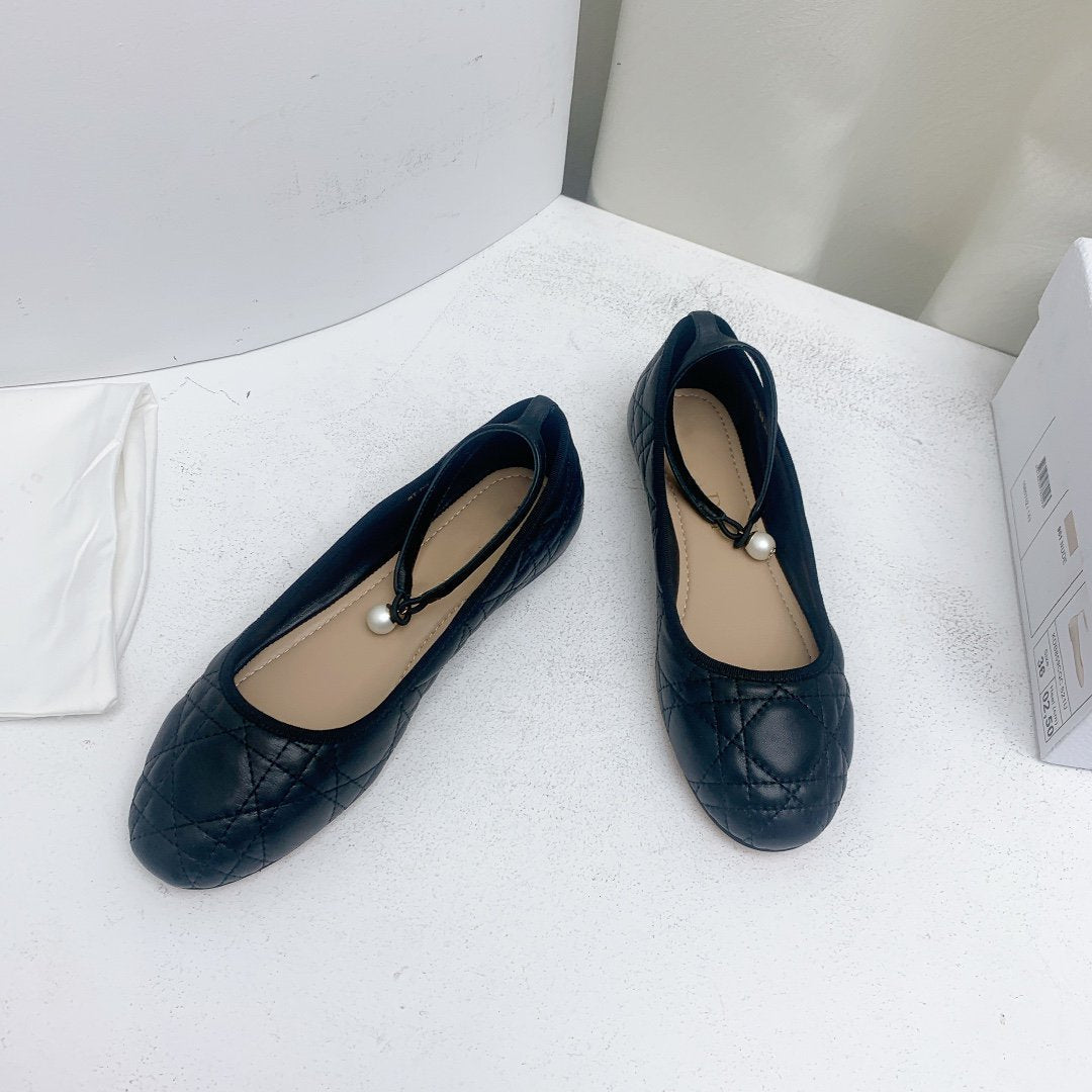 DIOR CD BALLET FLAT BLACK MOP