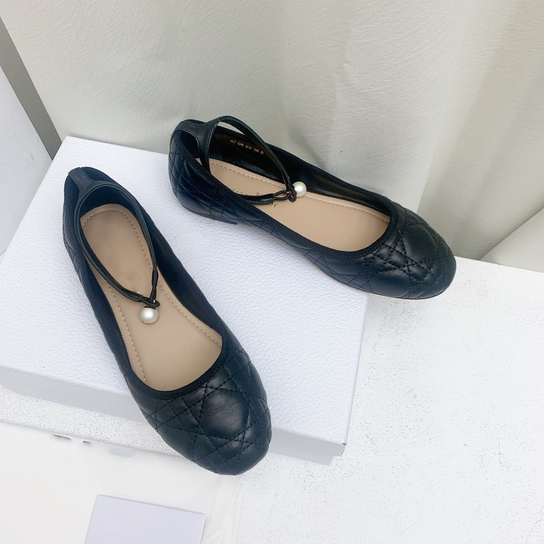 DIOR CD BALLET FLAT BLACK MOP