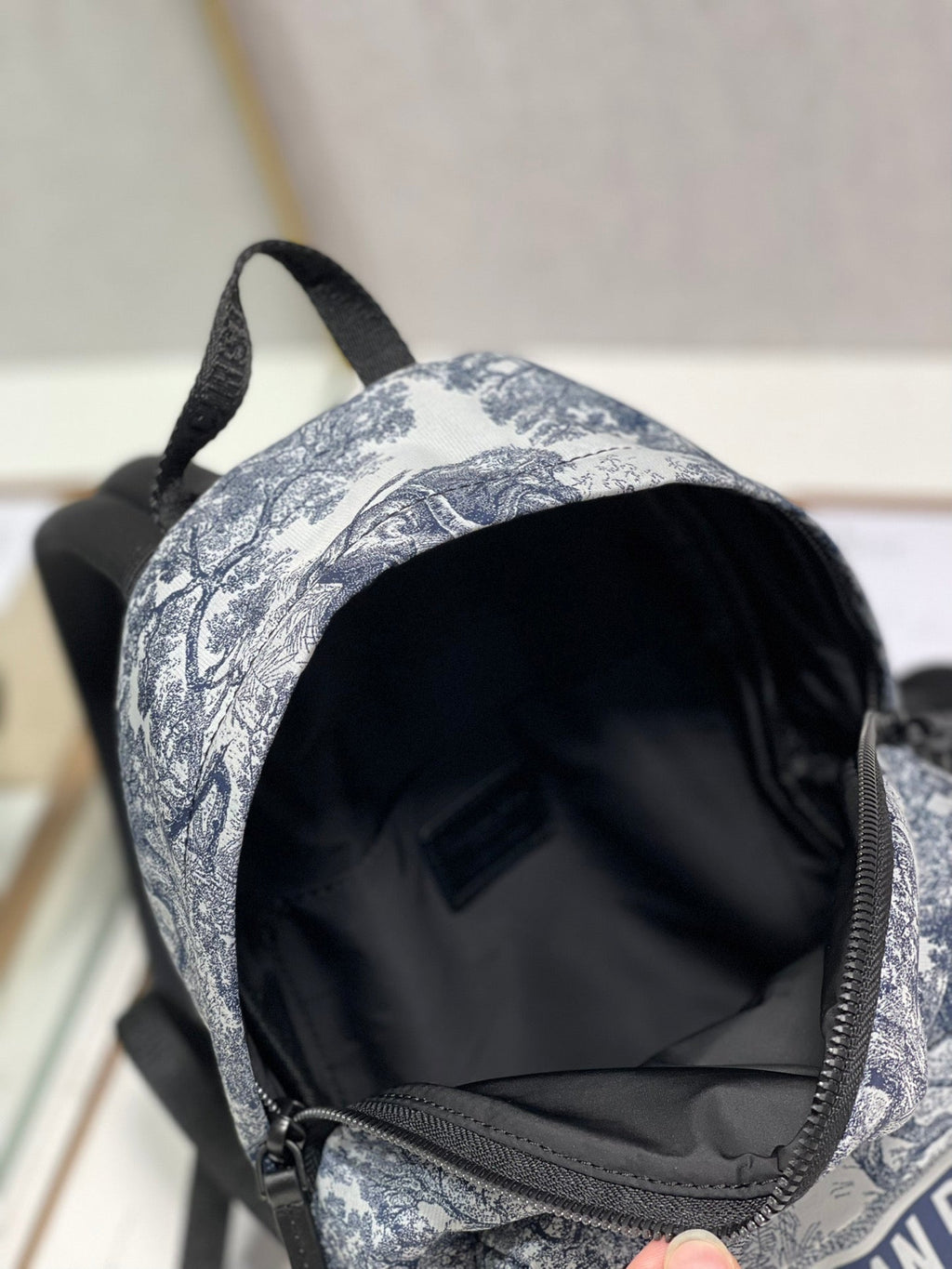 DIOR TRAVEL BACKPACK 20CM WHITE BLUE OBLIQUE JACQUARD