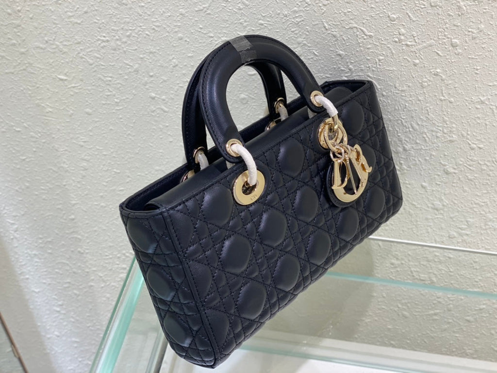 DIOR MEDIUM LADY D-JOY 26 BLACK LAMBSKIN