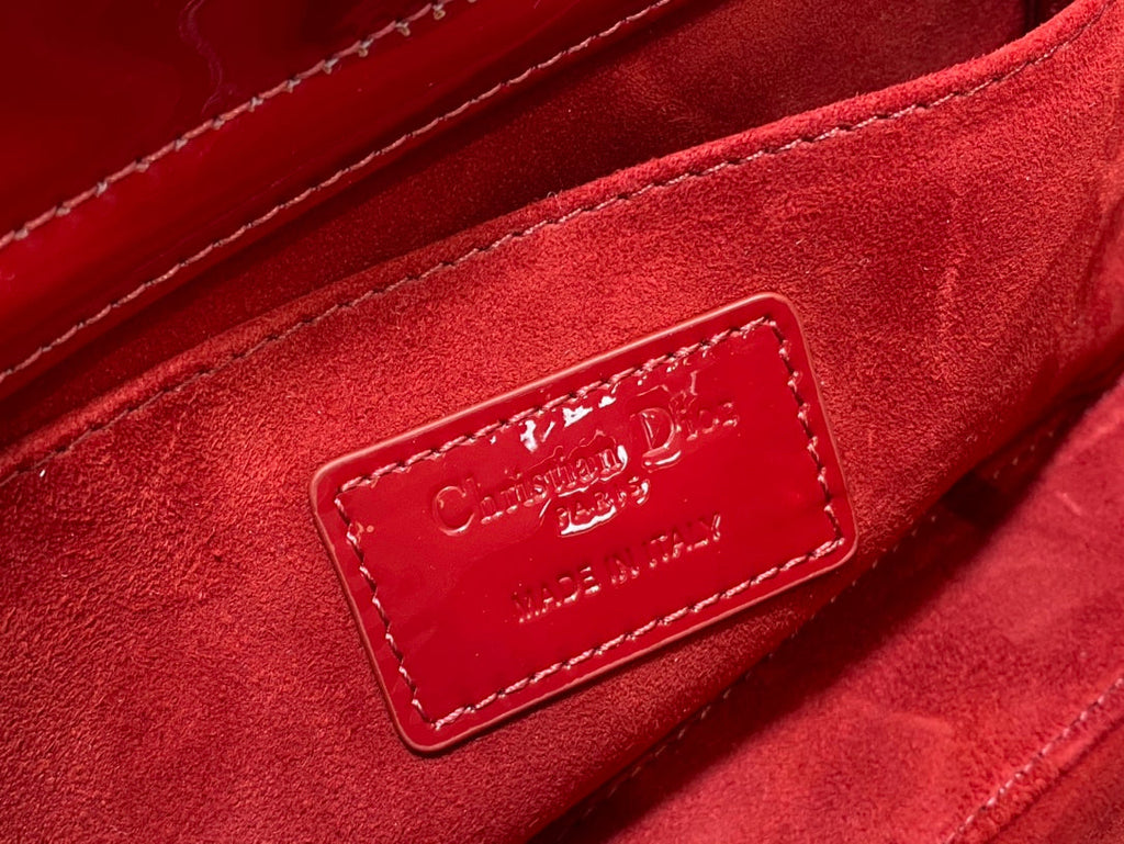 DIOR MEDIUM LADY D-JOY 26 RED PATENT CALFSKIN