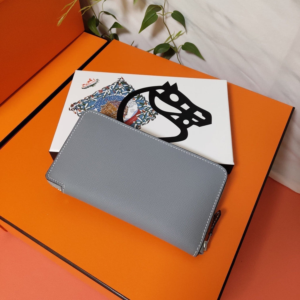 HERMES Zipper Wallet 20 Grey Epsom