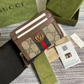 GUCCI OPHIDIA  11 WALLET IN BEIGE AND EBONY CANVAS
