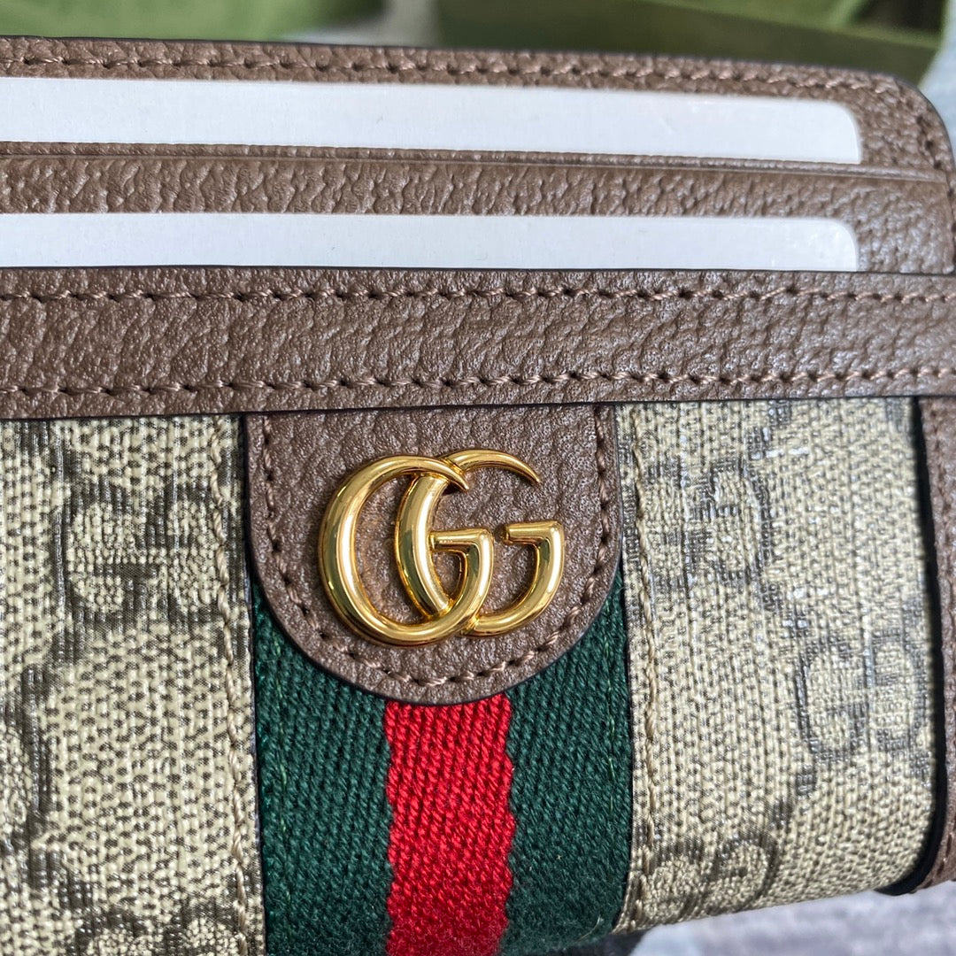 GUCCI OPHIDIA  11 WALLET IN BEIGE AND EBONY CANVAS