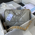 CHANEL LARGE 30 FLAP BAG IN LIGHT GREY LAMBSKIN