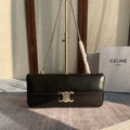 CELINE CHAIN SHOULDER BAG CLAUDE 33 IN BLACK CALFSKIN SILVER HARDWARE