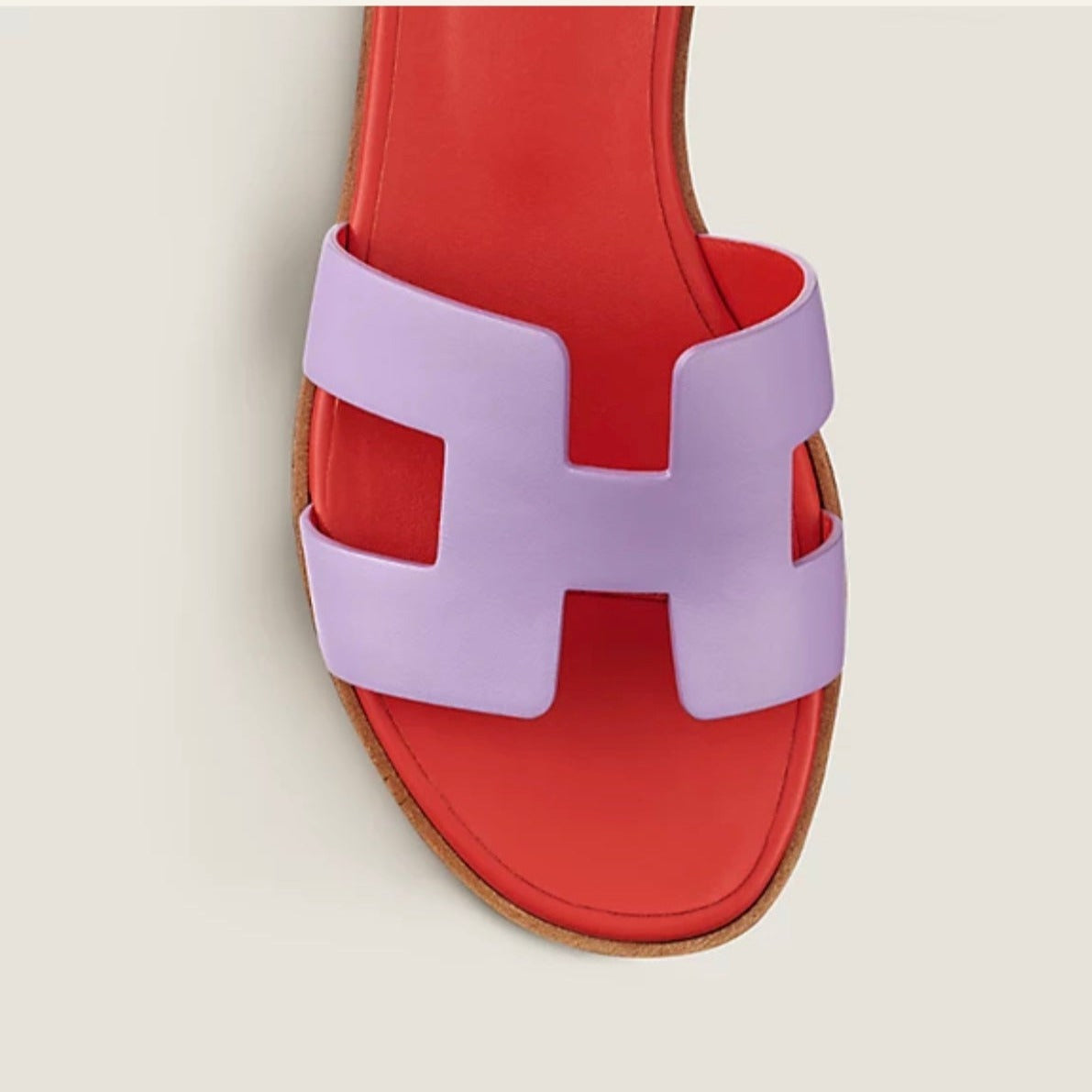 HERMES SANTORINI SANDAL CRIMSON MIX LAVENDER CALFSKIN