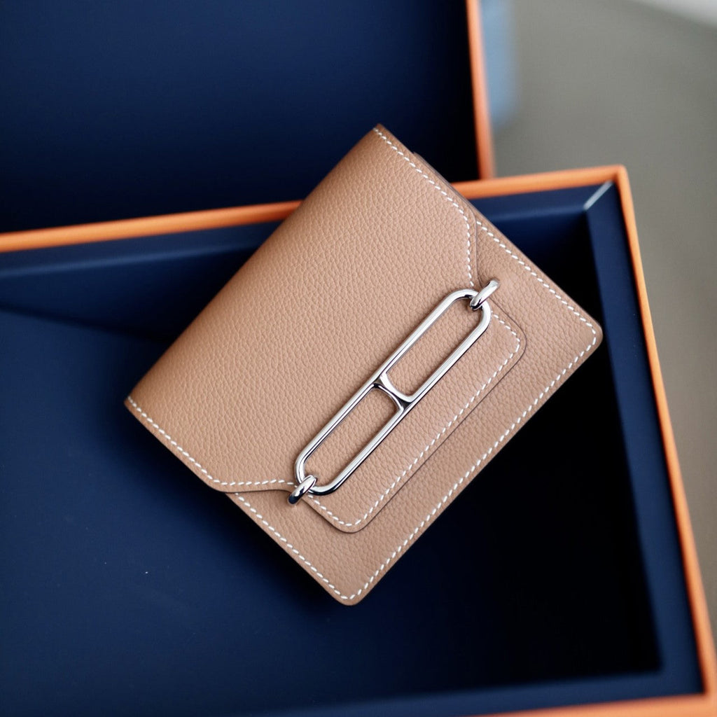 HERMES RoulisSlim Wallet 12.7 Salmon Calfskin Shw