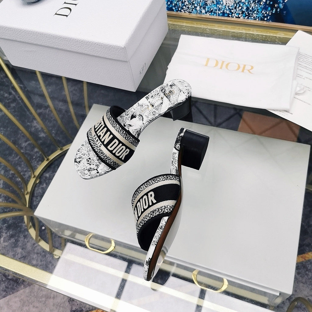 DIOR CD Mule Dway Heeled Slide 45mm Style 42