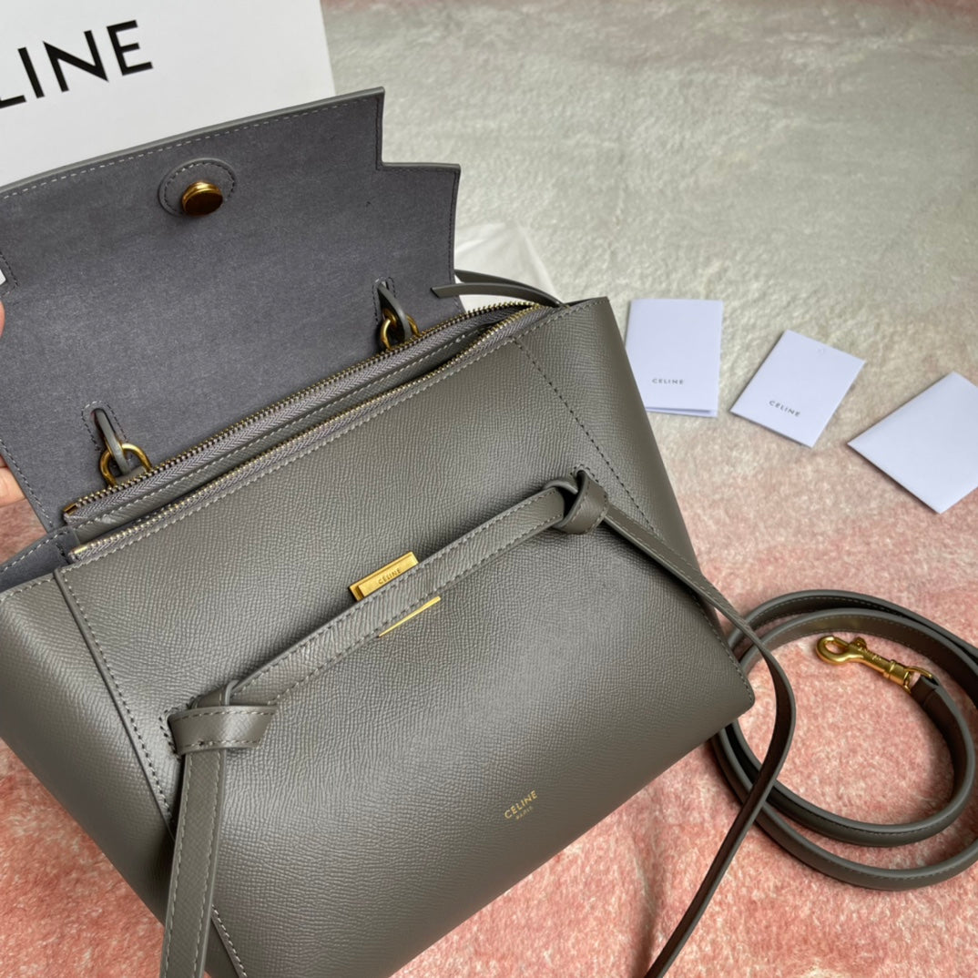 CELINE FISH BAG 24 GREY LEATHER