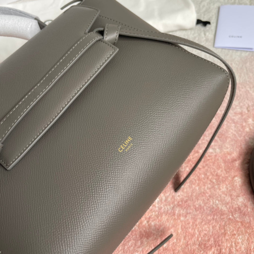 CELINE FISH BAG 24 GREY LEATHER