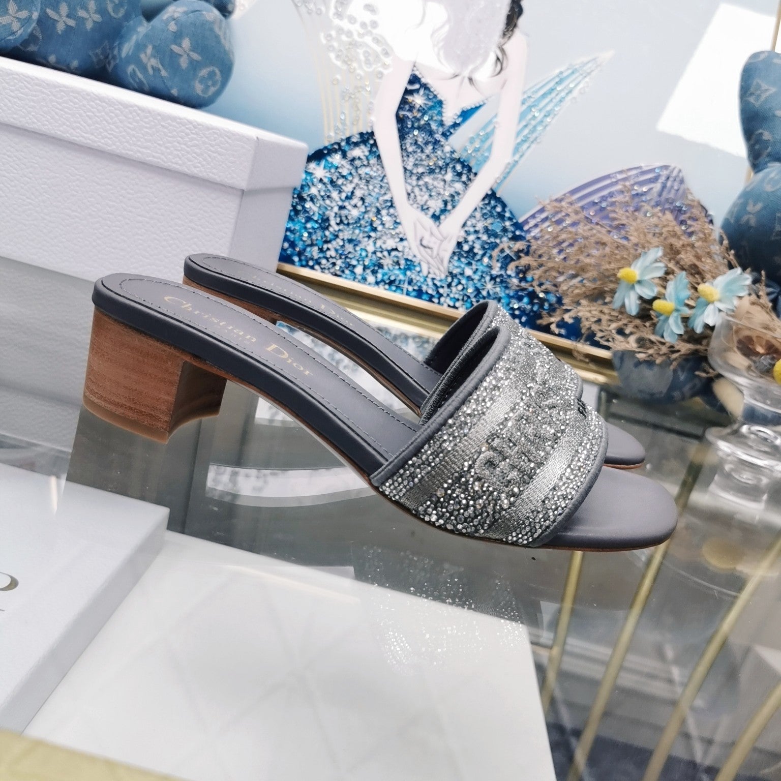 DIOR CD Mule Dway Heeled Slide 45mm Style 21