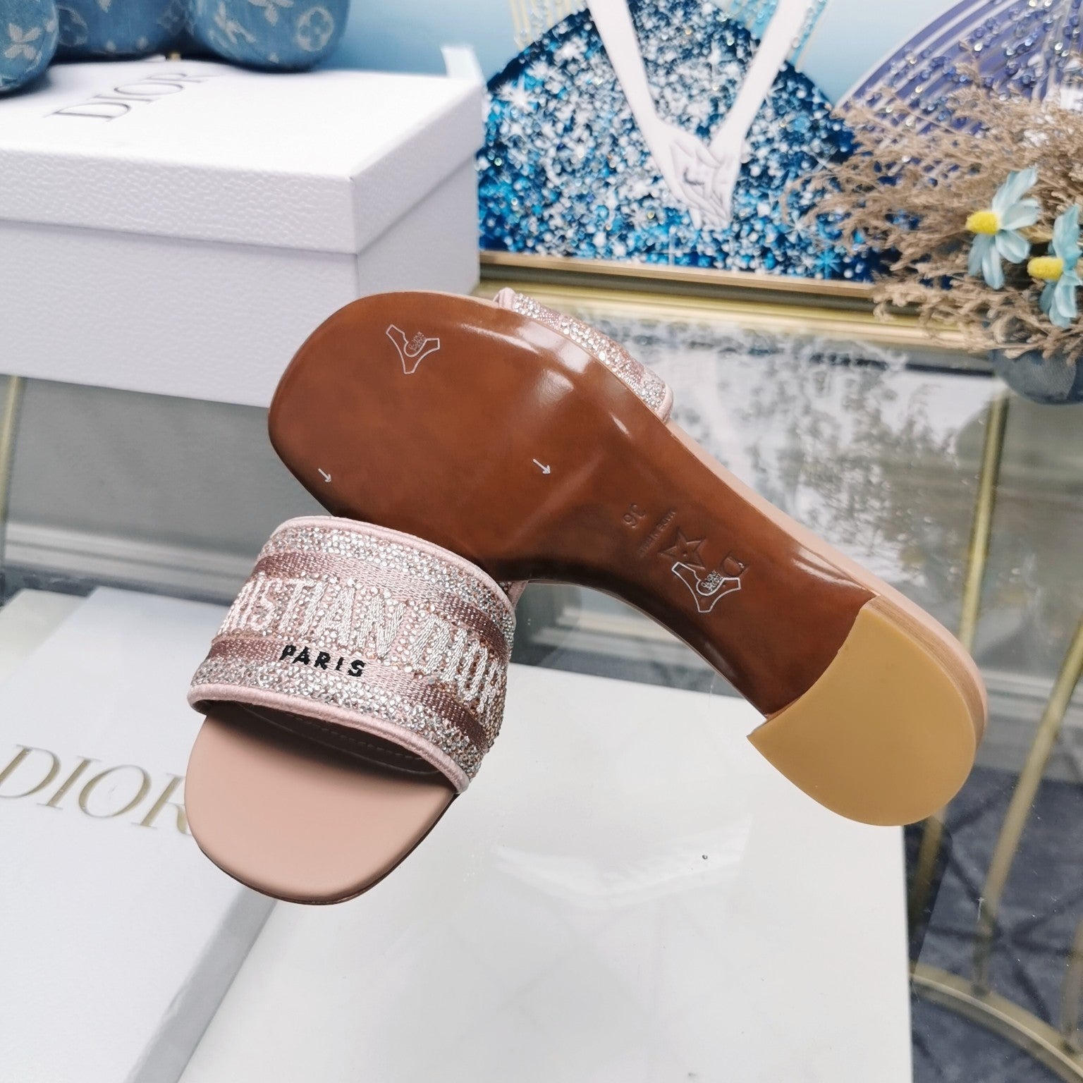 DIOR CD Mule Dway Heeled Slide 45mm Style 20