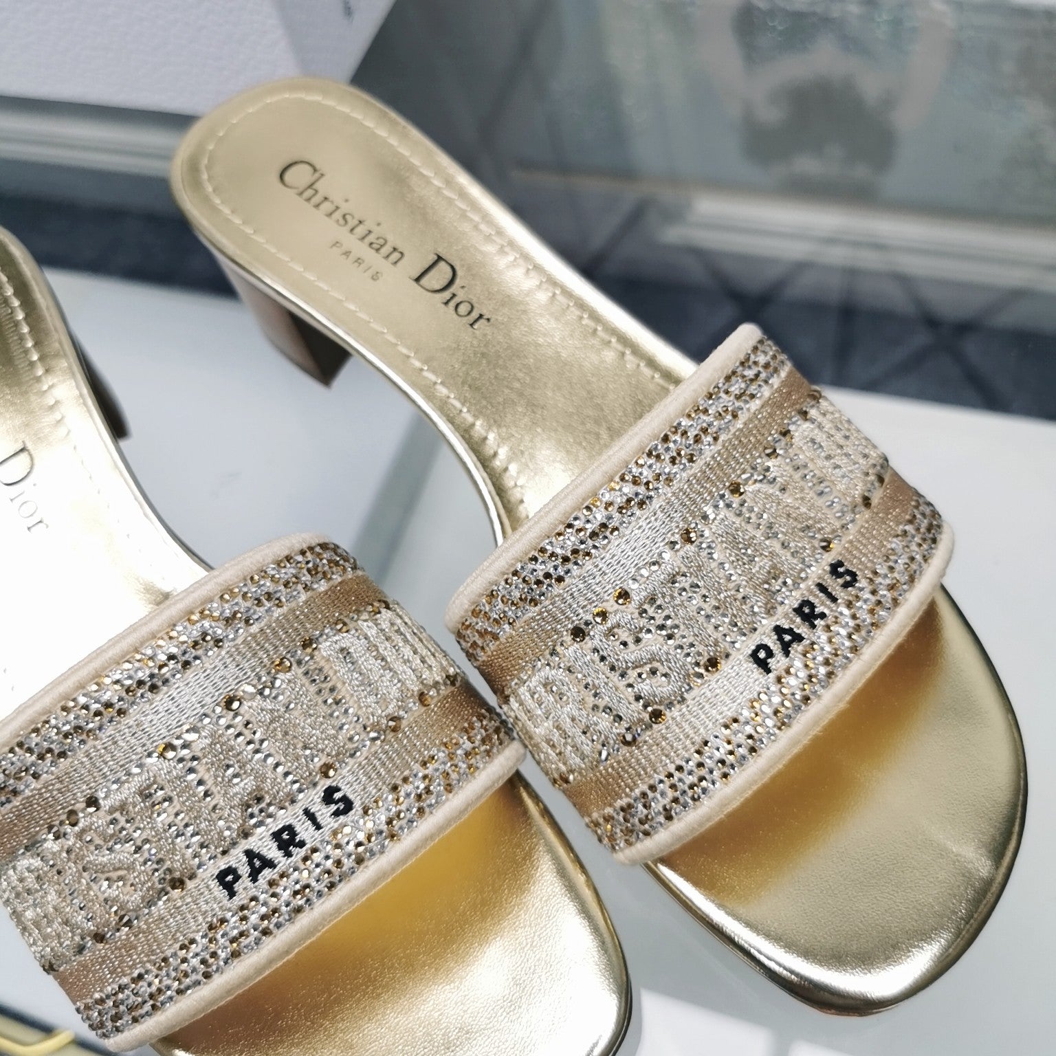DIOR CD Mule Dway Heeled Slide 45mm Style 18