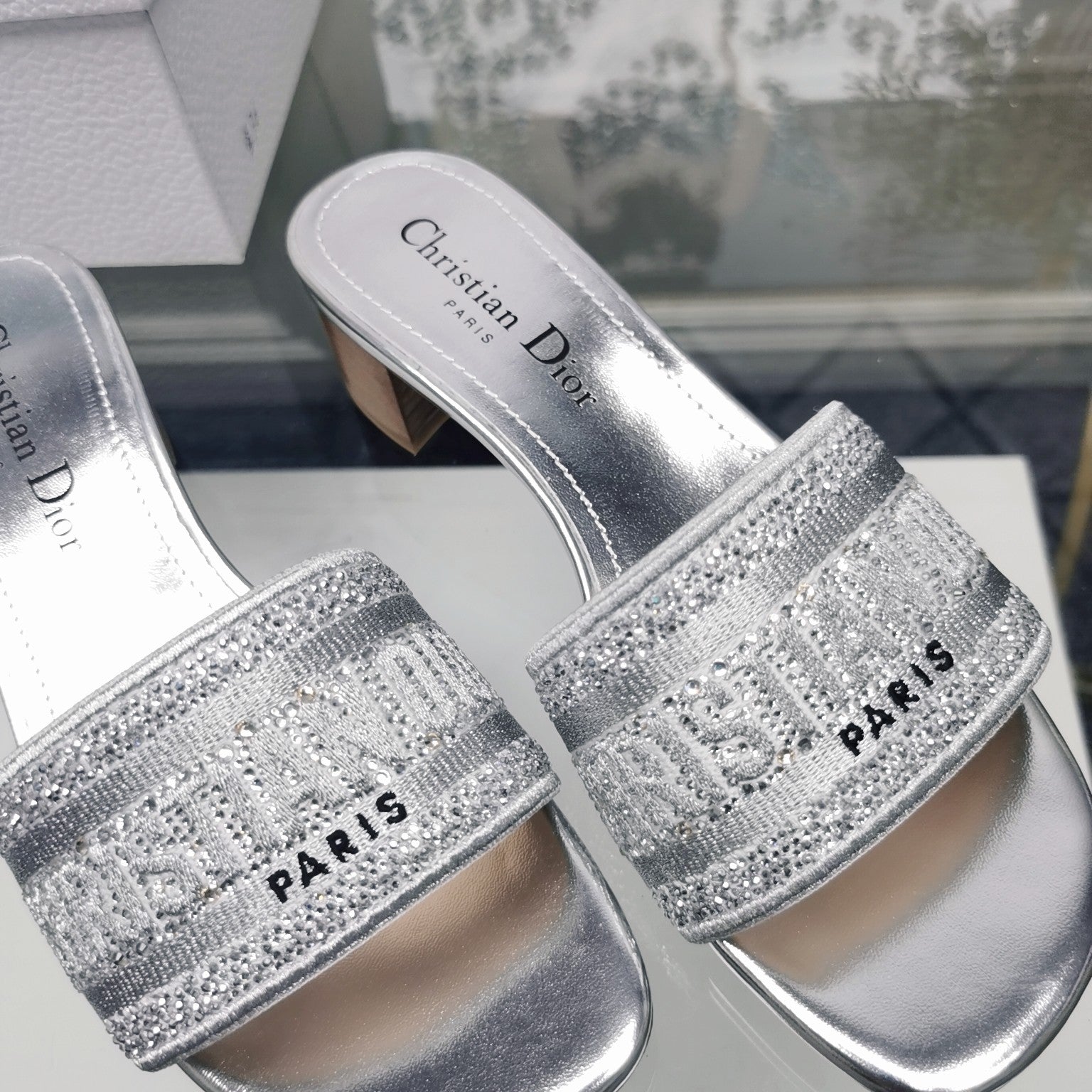 DIOR CD Mule Dway Heeled Slide 45mm Style 17