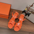 HERMES SLINGBACK SANDAL ETERNITE 75 ORANGE LAMBSKIN
