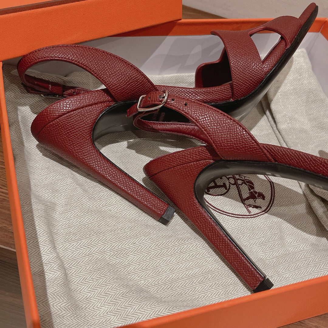 HERMES SLINGBACK SANDAL ETERNITE 105 BURNT UMBER LAMBSKIN
