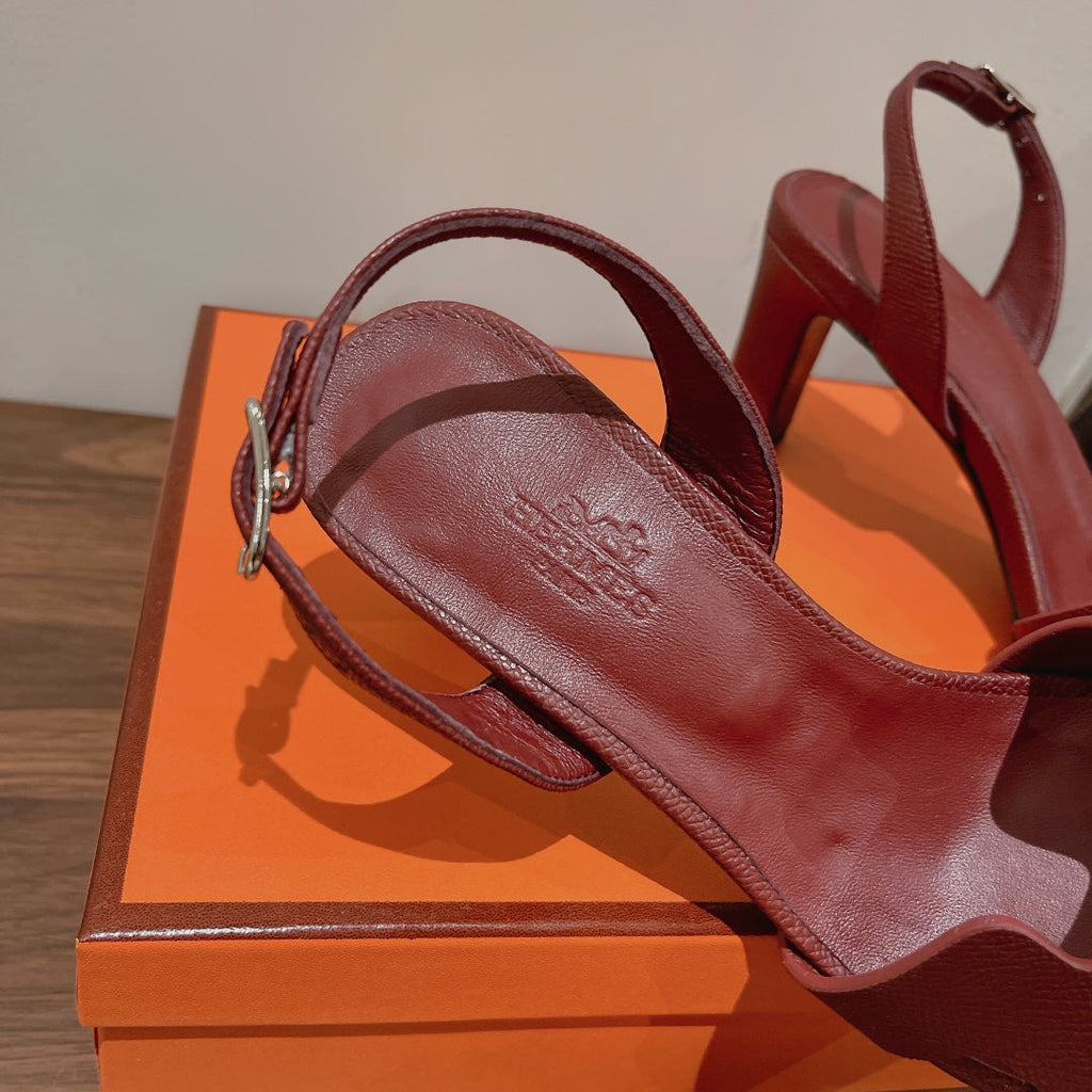HERMES SLINGBACK SANDAL ETERNITE 75 BURNT UMBER LAMBSKIN
