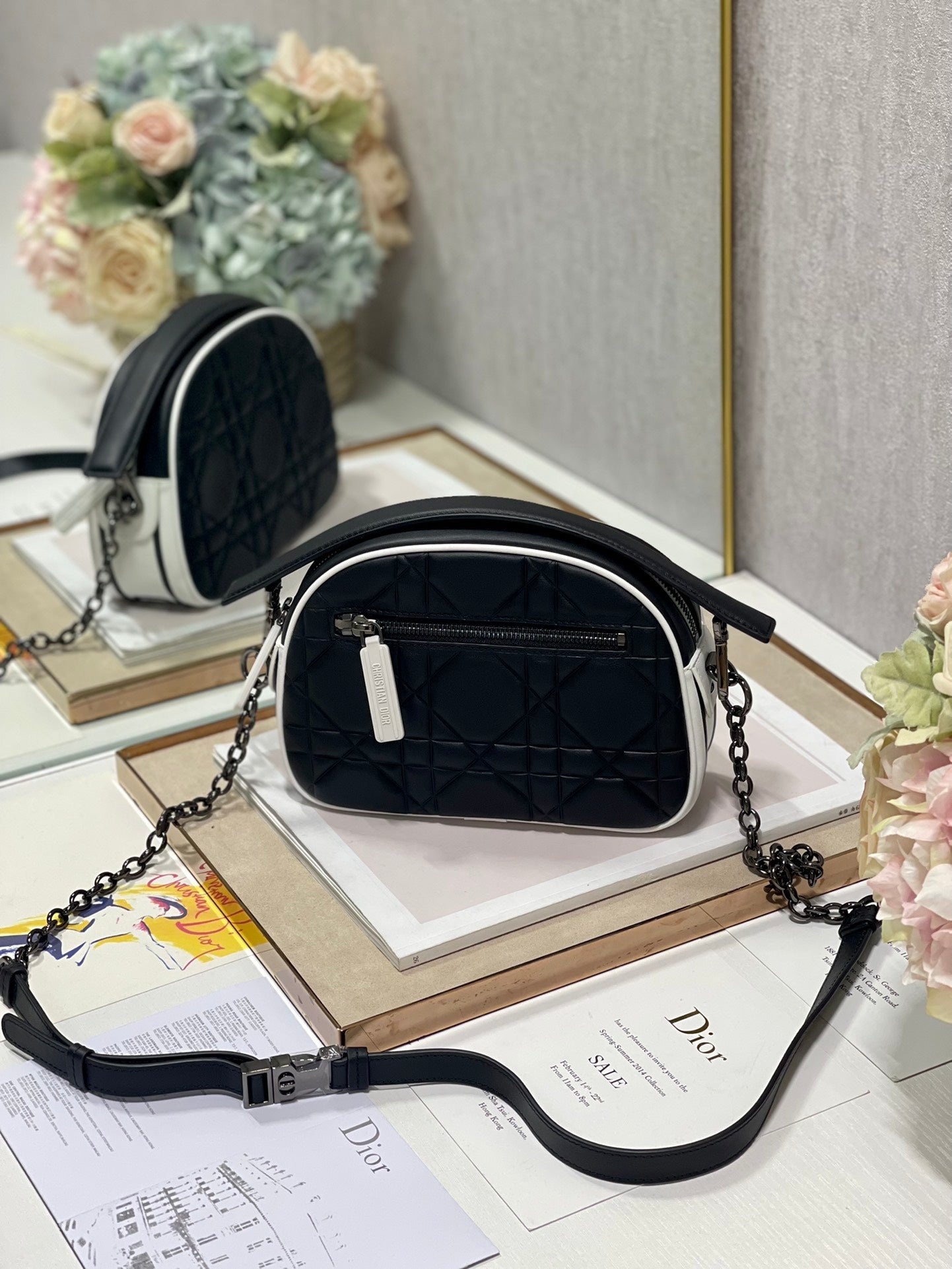 DIOR VIBE HOBO 22 BAG IN BLACK CALFSKIN