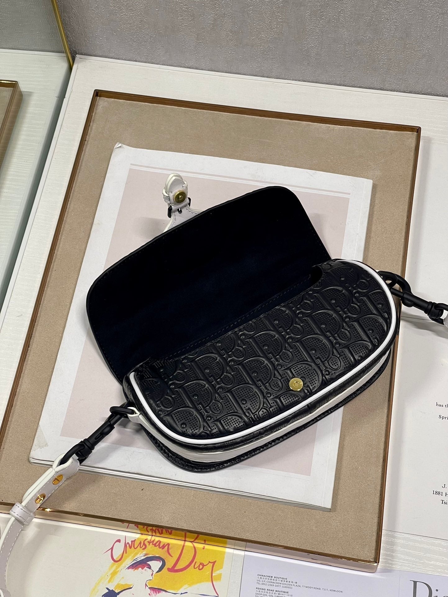 DIOR BOBBY EAST-WEST 21 BAG IN BLACK LAMBSKIN
