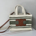 CELINE TRIOMPHE 29 FABRIC WHITE BLACK WITH BROWN LOGO