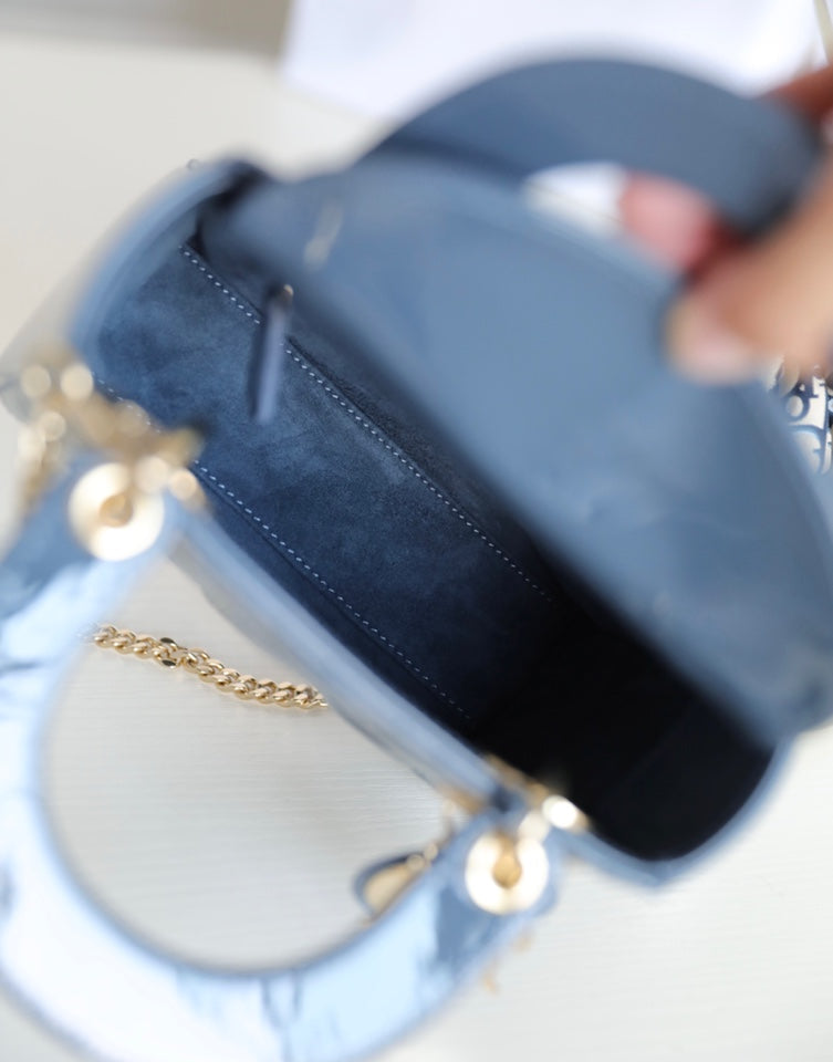 DIOR LADY 17 IN SKY AEGEAN BLUE WITH CANNAGE PATTERN