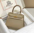 HERMES KELLY MINI 20 BAG IN TAN BROWN CALFSKIN WITH GOLD HARDWARE