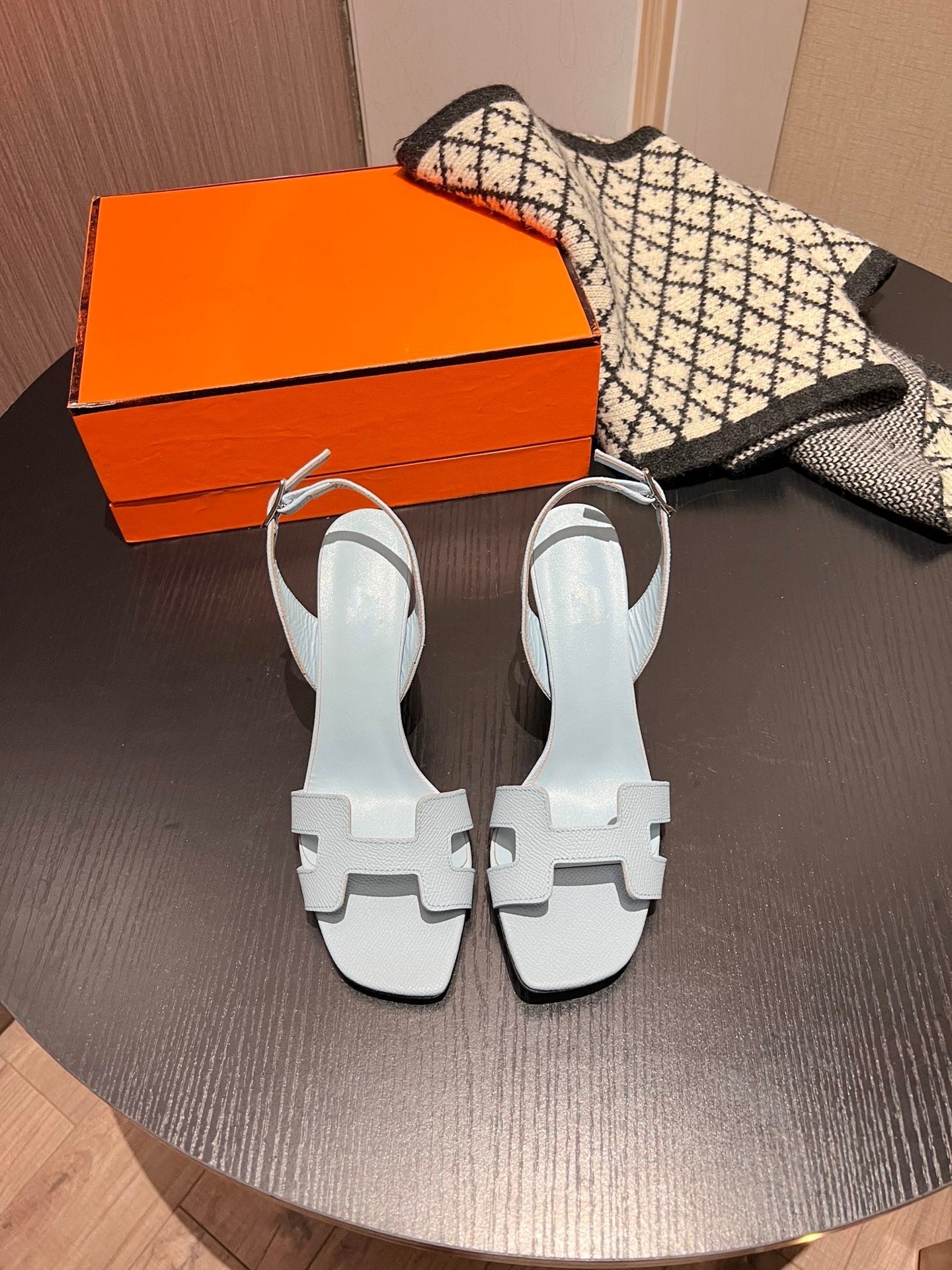 HERMES Slingback Sandal Eternite 95 Sky blue
