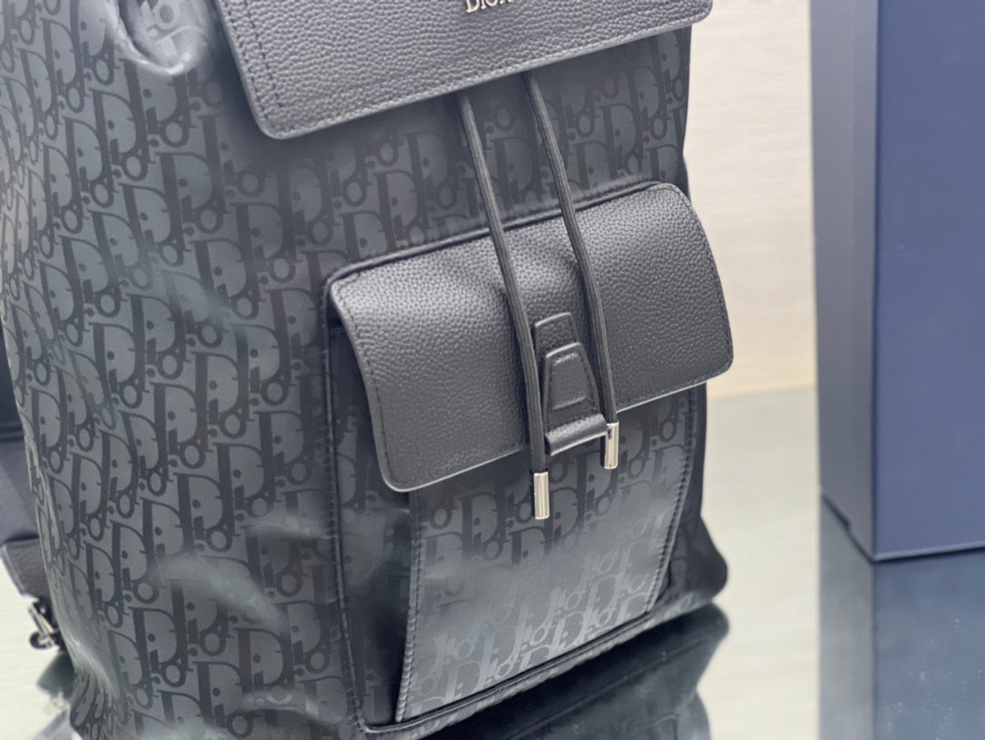 DIOR MEDIUM BACKPACK 38 IN BLACK OBLIQUE MIRAGE CALFSKIN