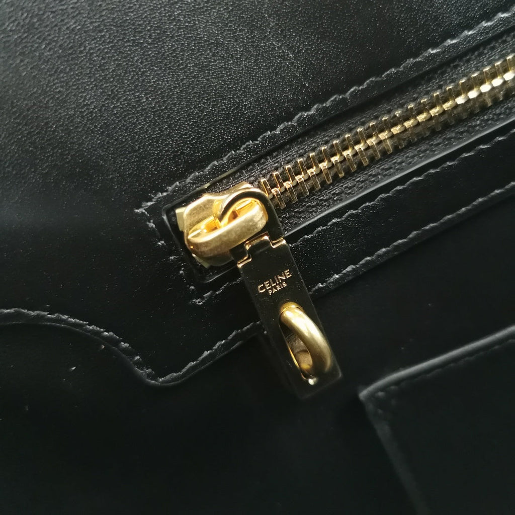 CELINE CONTI BAG 36 IN BLACK CALFSKIN GOLD HARDWARE