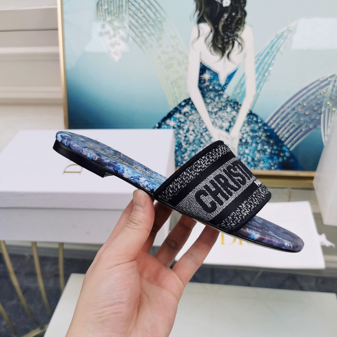 DIOR CD Mule Dway Slide 10mm Multi-motifs Style 72