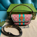 GUCCI MINI 13 HANDBAG IN LIGHT PINK AND BEIGE CANVAS