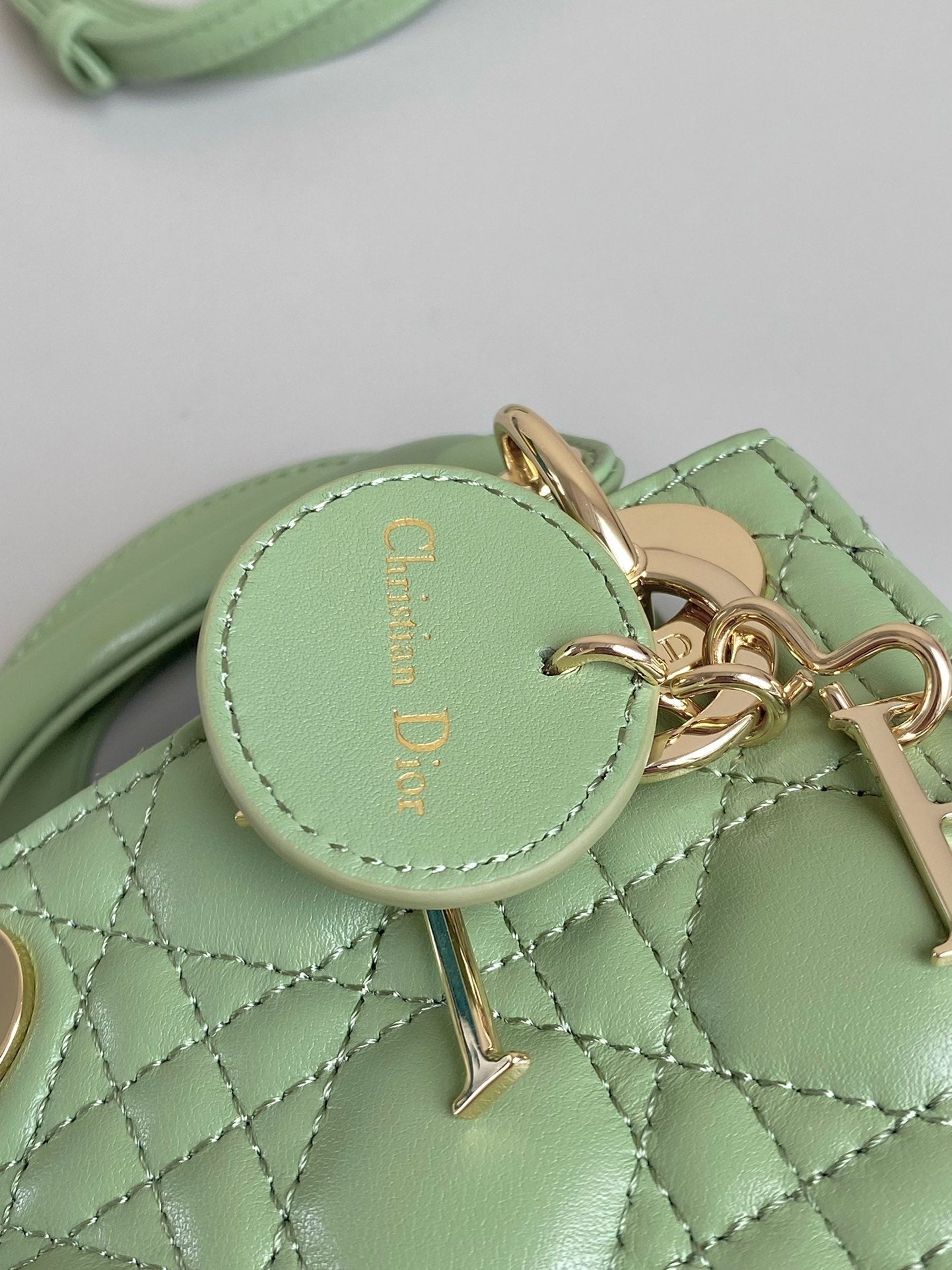 DIOR MICRO LADY 12 BAG IN LIGHT GREEN LAMBSKIN
