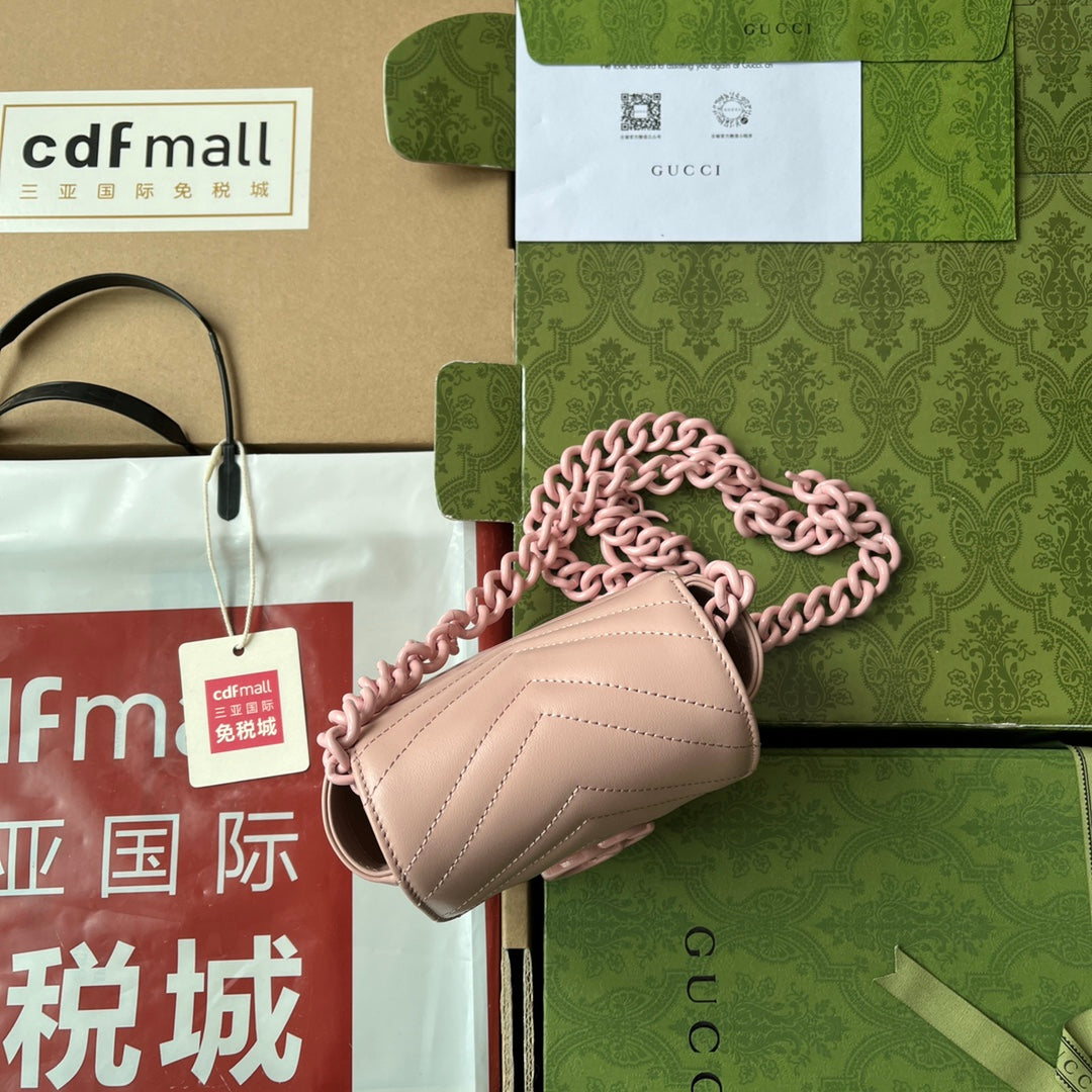GUCCI MARMONT BAG 12 IN LIGHT PINK CALFSKIN